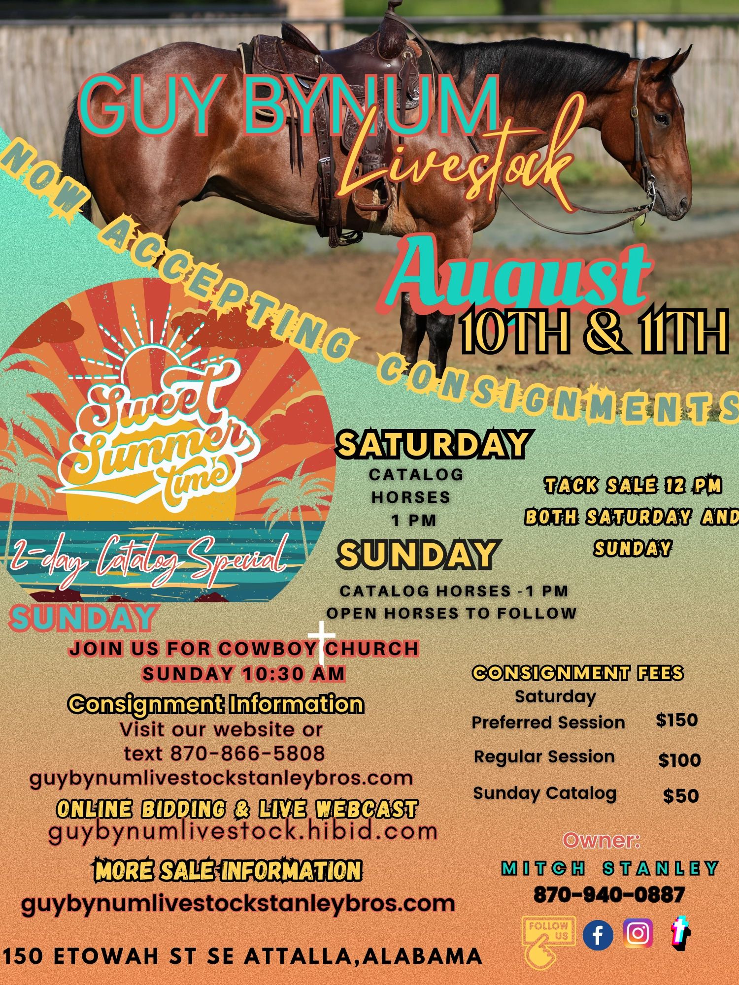 Guy Bynum Livestock Stanley Bros Auction, Horse Sale